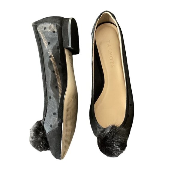 Talbots Black Edison Pom Ladies Flats 6.5W #183B - Picture 7 of 12